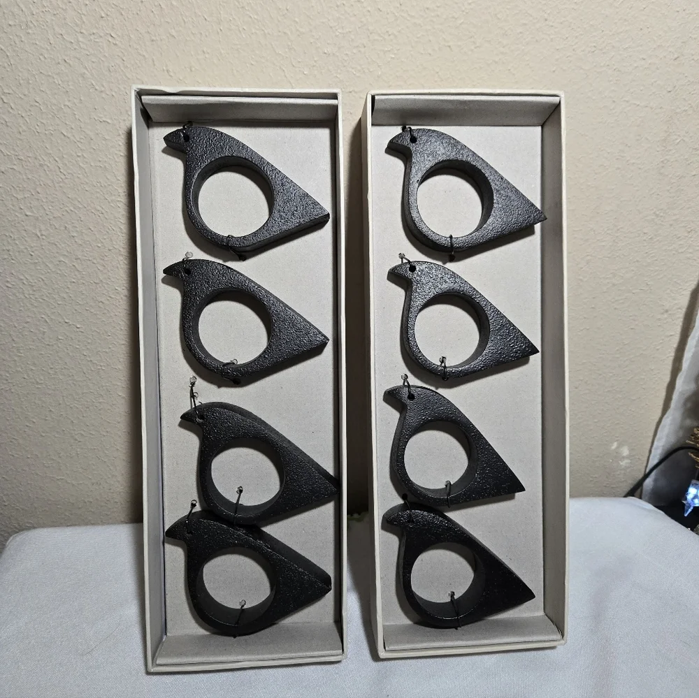 West Elm Set Of Eight Bird Metal Napkins Rings